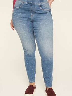 Lane Bryant Light Blue Jeans with Pearl Dots